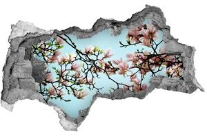 Fototapet 3D gaură în perete flori magnolia