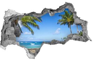 Fototapet un zid spart cu priveliște plaja tropicala