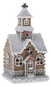 Biserica de Crăciun din turtă dulce cu LED-uri,7,9 x 15 x 6,7 cm, poliresină