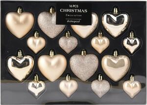 Set de ornamente de Crăciun Heart gold, 16 buc