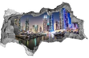 Autocolant 3D gaura cu priveliște Dubai timp de noapte