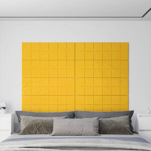 Panouri de perete 12 buc. galben 90x30 cm catifea 3,24 m²