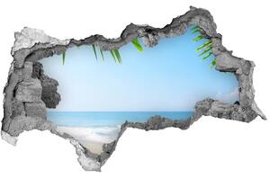 Fototapet 3D gaură în perete plaja tropicala