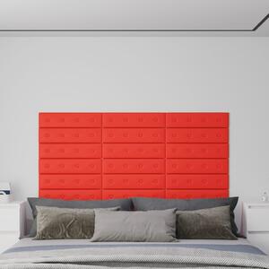 Panouri perete 12 buc. roșu, 60x15 cm, piele ecologică, 1,08 m²