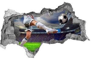 Autocolant gaură 3D jucător de fotbal pe stadion