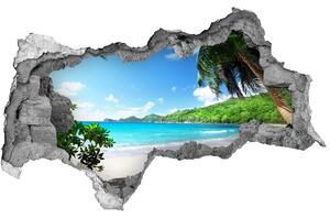 Fototapet un zid spart cu priveliște plaja Seychelles