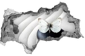 Autocolant gaură 3D piatra Zen și fluture