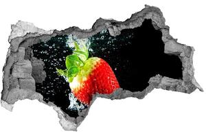 Autocolant de perete gaură 3D Strawberry sub apa