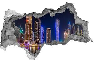 Fototapet un zid spart cu priveliște Dubai timp de noapte