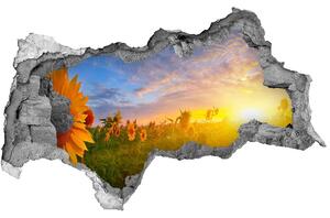 Autocolant de perete gaură 3D câmp de floarea-soarelui