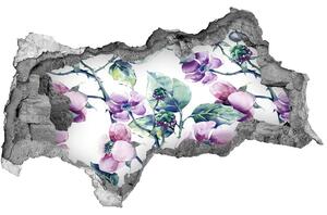 Fototapet 3D gaură în perete flori murele