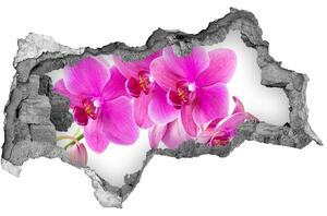 Autocolant 3D gaura cu priveliște orhidee roz