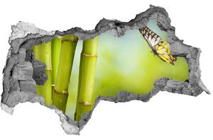 Autocolant gaură 3D Bambus și fluture