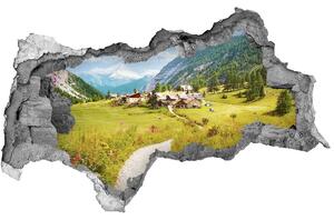 Fototapet 3D gaură în perete Pășuni în Alpi