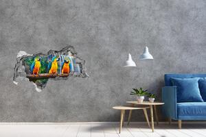 Autocolant un zid spart cu priveliște Papagalii pe o ramură