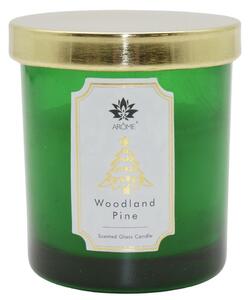 AromeCandelă în sticlă colorată cu capac, WoodlandPine, 125 g