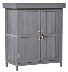 Outsunny Dulap de Gradina cu 2 Rafturi si 2 Usi, Lemn, 74x43x88 cm, culoarea lemnului | Aosom Romania
