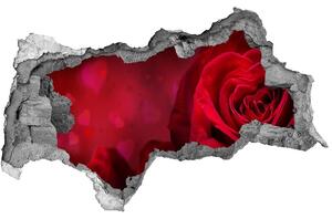 Autocolant 3D gaura cu priveliște inima trandafir rosu