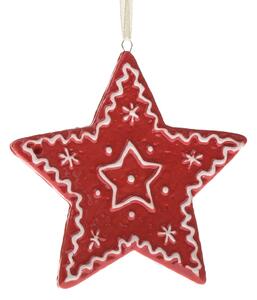 Decorațiune ceramică pentru agățat Star , 9 x 8,7x 1 cm, roșu turtă dulce