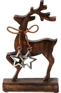 Reindeer Stars din lemn de mango, 16 x 26 x 6 cm