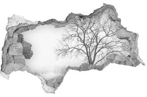 Autocolant 3D gaura cu priveliște copac în timpul iernii