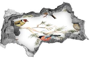 Autocolant gaură 3D plante Forest păsări