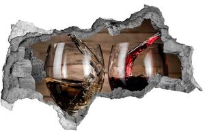 Fototapet 3D gaură în perete Două pahare de vin