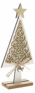 Pom de Crăciun din lemn Ornamente alb , 11 x 23 x4 cm