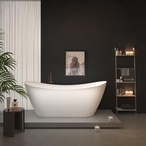Erga Lina, cadă de baie independentă 150x73 cm + dop de scurgere, alb lucios, ERG-LINA-150073-WH-WH