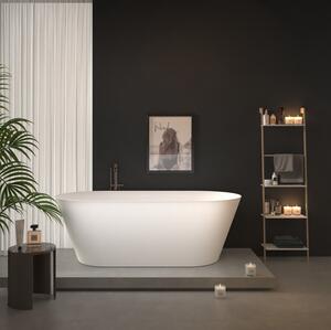 Erga Rhea, cadă de baie independentă 130x70 cm + dop de scurgere, alb lucios, ERG-RHEA-130070-WH-WH