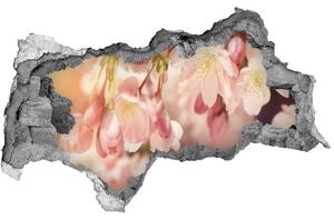 Fototapet un zid spart cu priveliște flori de cireș