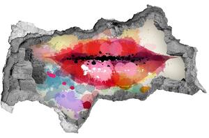 Autocolant de perete gaură 3D buzele colorate