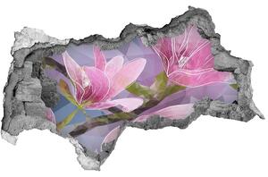 Fototapet un zid spart cu priveliște magnolie roz