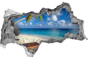 Fototapet 3D gaură în perete plaja tropicala
