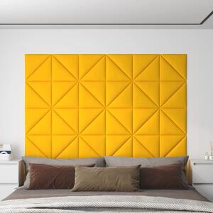 Panouri de perete 12 buc. galben 30x30 cm, catifea, 0,54 m²