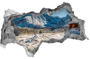 Autocolant de perete gaură 3D Casa în munți