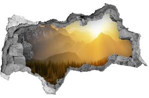 Autocolant 3D gaura cu priveliște munte Apus de soare