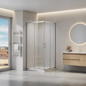 Cabină de duș Erga Tucson cu uși glisante 110 (ușă) x 110 (ușă) x 190 cm, sticlă transparentă de 6 mm, profil cromat, ERG-S02-TUCSON-D110D110-CL-CR