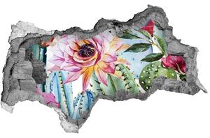 Autocolant de perete gaură 3D Cactuși și flori