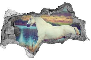 Autocolant gaură 3D White Lake Horse