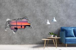 Autocolant de perete gaură 3D Sailboats la Sunset