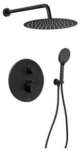 Sapho Sapho, Set de duș încastrat cu baterie termostatică, cutie, 2 ieșiri, negru mat, RH396B-01