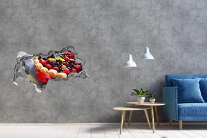 Fototapet 3D gaură în perete tort de fructe de pădure