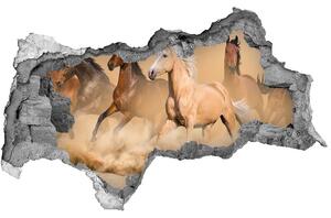 Autocolant de perete gaură 3D cai deșert