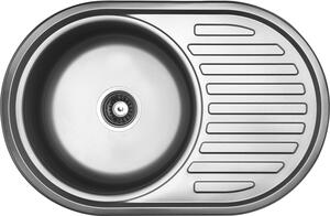 Kuchinox Faro, chiuvetă din oțel inoxidabil cu 1 compartiment 770x500x180 mm cu scurgător, oțel, LAV-SKH_081T