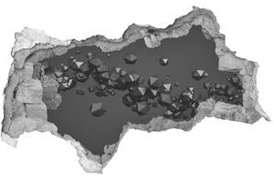 Fototapet 3D gaură în perete Abis negru cu cristale