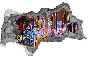 Fototapet 3D gaură în perete graffiti colorat