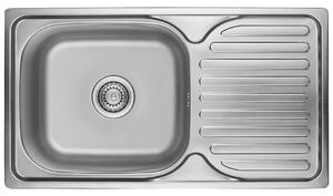 Kuchinox Orion, chiuvetă din oțel inoxidabil cu 1 compartiment 760x420x180 mm cu scurgător, decor neted, oțel, LAV-SKO_011T