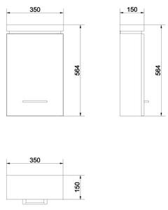 Cersanit Olivia, dulap suspendat 35x56x15 cm, alb lucios, S543-009-DSM