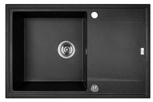 Laveo Megalo, chiuvetă granit cu 1 cameră 780x500x185 mm, negru, LAV-SBE_711T